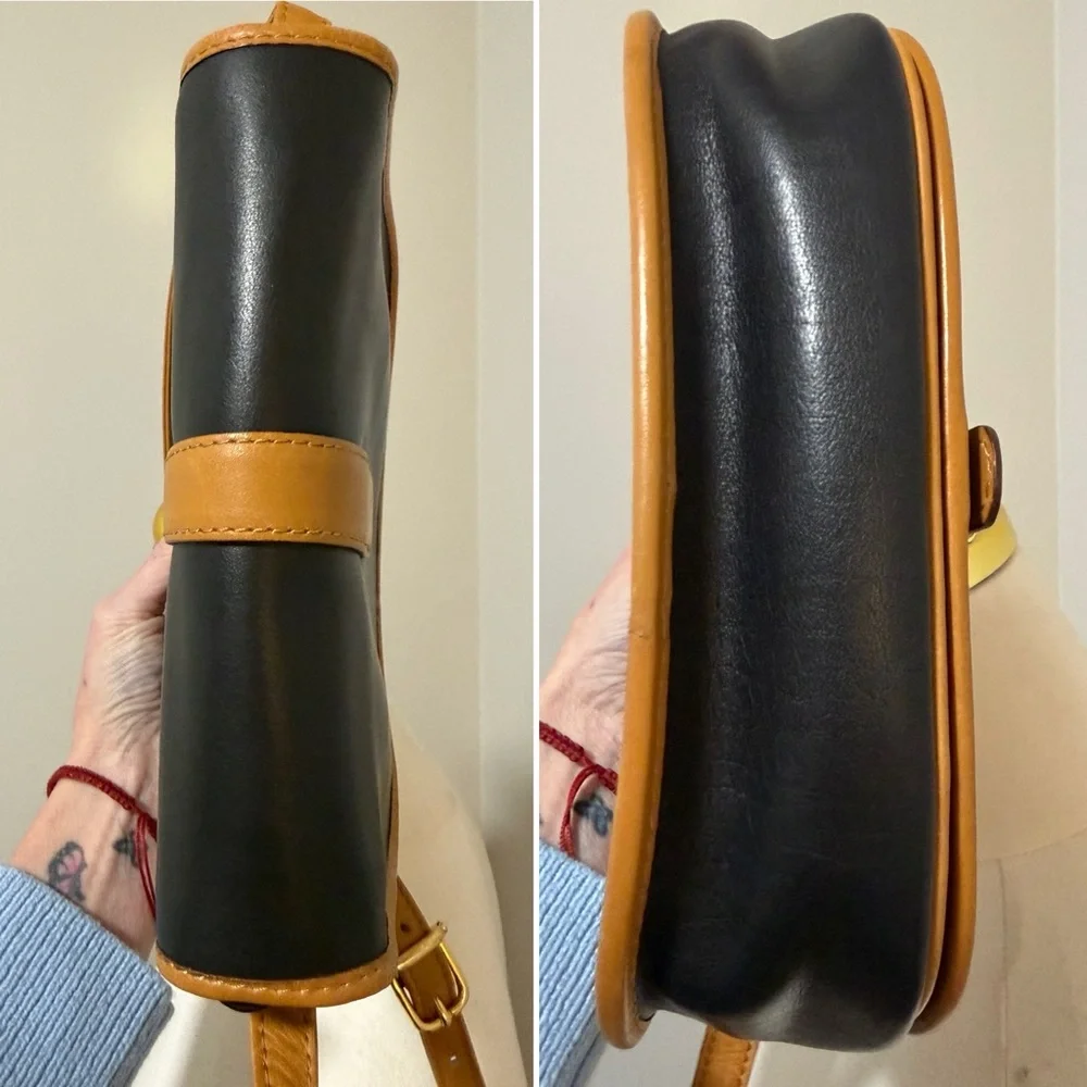 Celine Leather Crossbody Shoulder Bag Black with Tan Trim - Picture 6 of 13